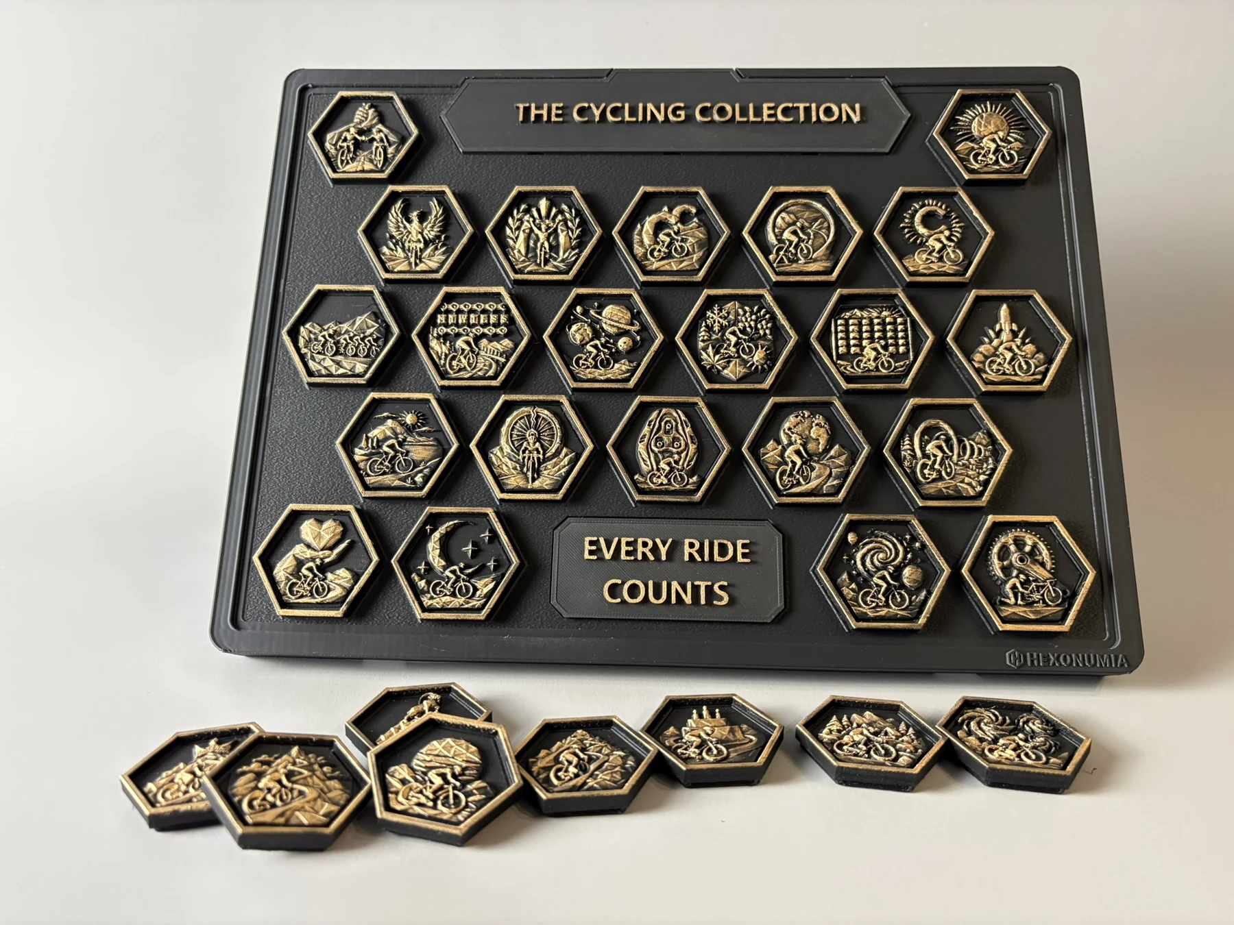 Hexonumia Cycling Collection displayed on its achievement board