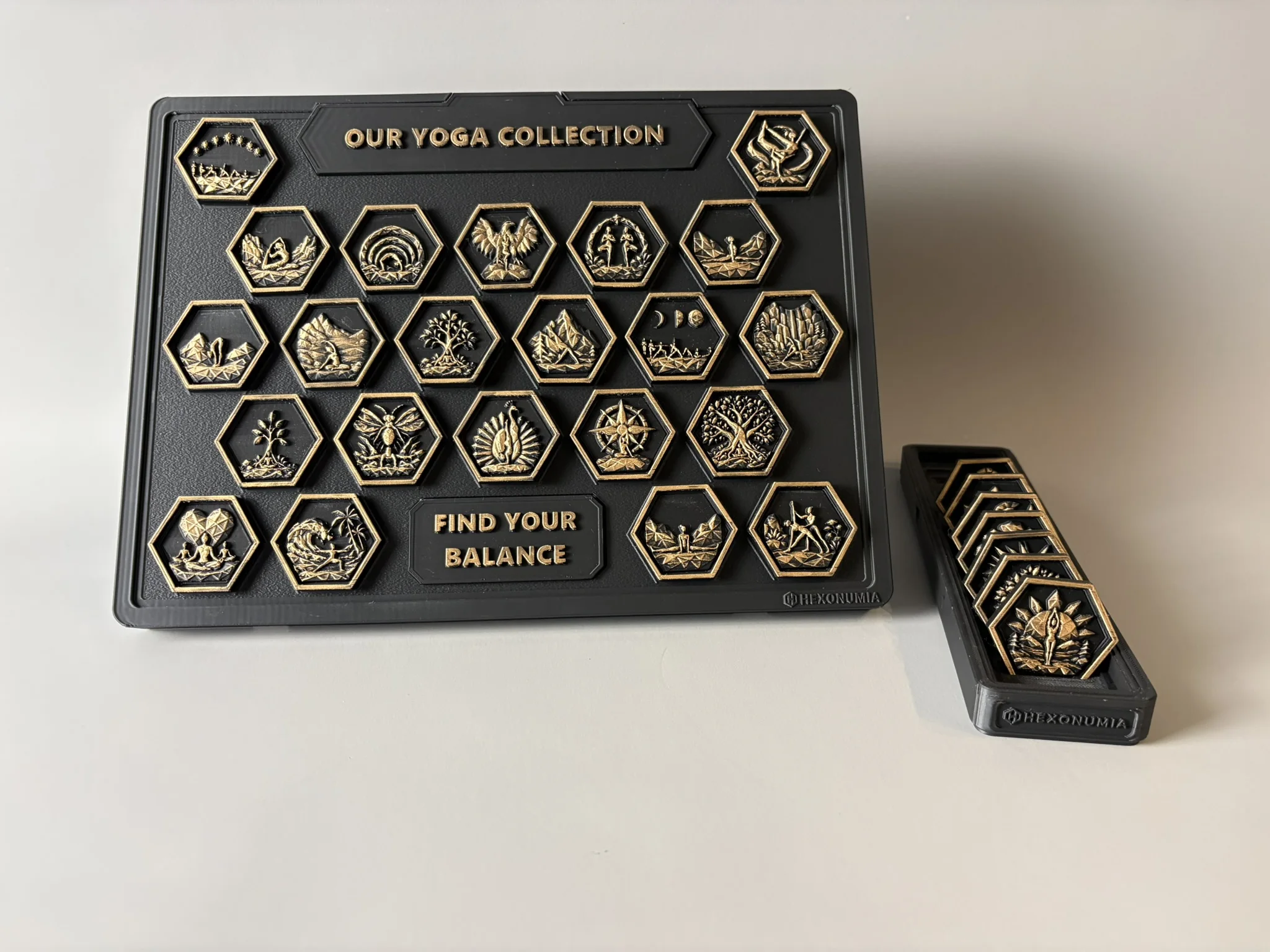 Physical Yoga collection display beside the companion 8-token vault